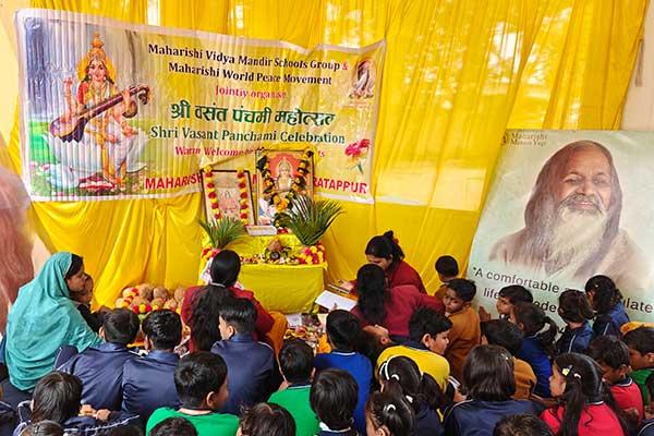 MVM Pratappur celebrated Vasant Panchami Mahostav. With the poojan of Maa Saraswati.